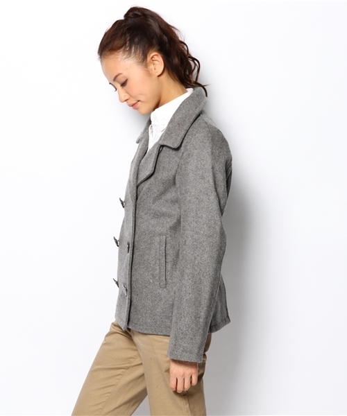 BEAMS BOY（ビームスボーイ）の「□BEAMS BOY / メルトン Pコート **（ピーコート・レディース・グレー/ネイビー・ONE SIZE）」の11枚目の写真