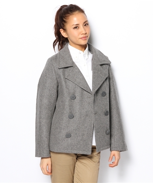 BEAMS BOY（ビームスボーイ）の「□BEAMS BOY / メルトン Pコート **（ピーコート・レディース・グレー/ネイビー・ONE SIZE）」の13枚目の写真