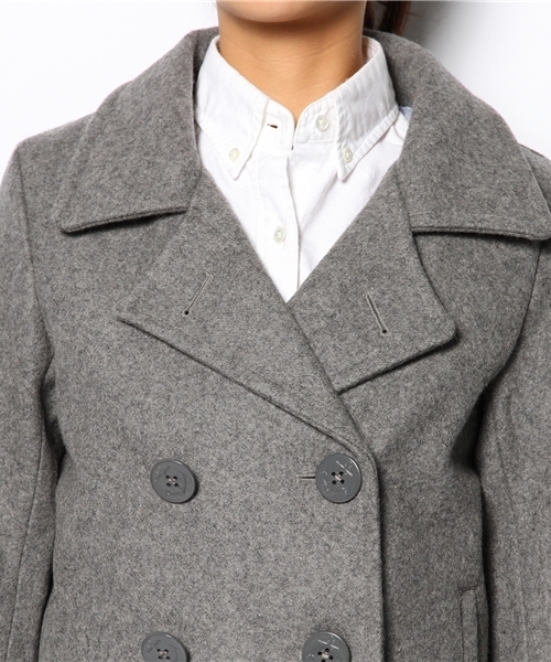 BEAMS BOY（ビームスボーイ）の「□BEAMS BOY / メルトン Pコート **（ピーコート・レディース・グレー/ネイビー・ONE SIZE）」の14枚目の写真