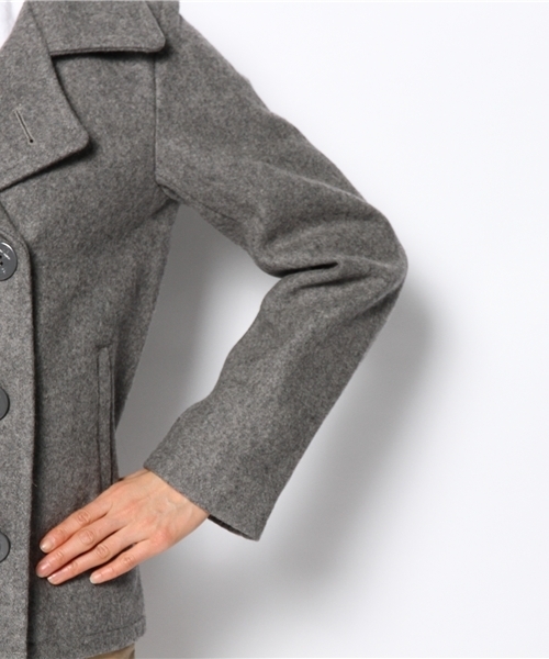 BEAMS BOY（ビームスボーイ）の「□BEAMS BOY / メルトン Pコート **（ピーコート・レディース・グレー/ネイビー・ONE SIZE）」の5枚目の写真