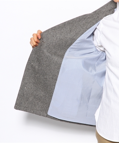 BEAMS BOY（ビームスボーイ）の「□BEAMS BOY / メルトン Pコート **（ピーコート・レディース・グレー/ネイビー・ONE SIZE）」の3枚目の写真