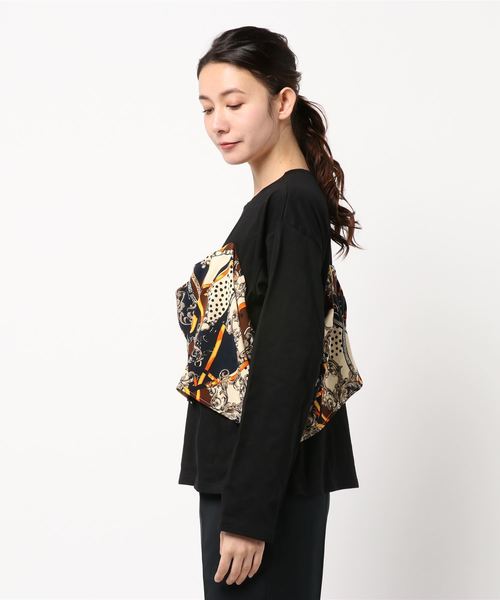 PAGEBOY（ページボーイ）の「スカーフレイヤードライクプルオーバー（Tシャツ/カットソー・レディース・ホワイト/ブラック・FREE）」の3枚目の写真