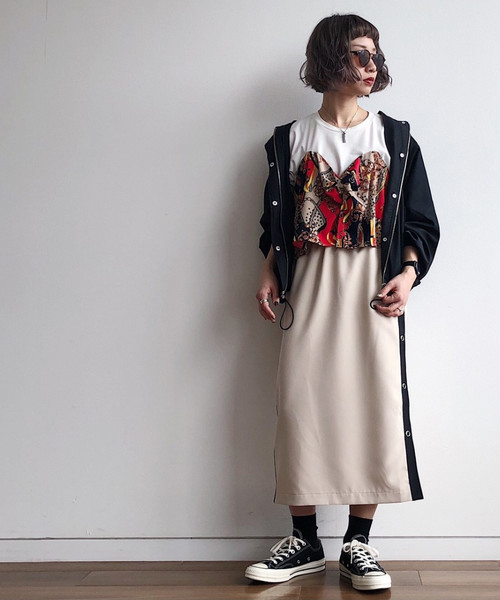 PAGEBOY（ページボーイ）の「スカーフレイヤードライクプルオーバー（Tシャツ/カットソー・レディース・ホワイト/ブラック・FREE）」の8枚目の写真