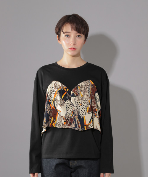 PAGEBOY（ページボーイ）の「スカーフレイヤードライクプルオーバー（Tシャツ/カットソー・レディース・ホワイト/ブラック・FREE）」の15枚目の写真