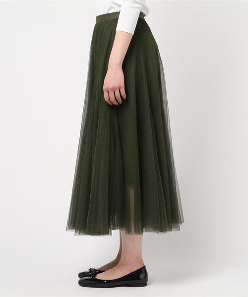 REAL CUBE（リアルキューブ）の「チュールロングスカート（スカート・レディース・ブラック/パープル/グレー/カーキ・M）」の5枚目の写真