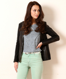 5351 POUR LES FEMMES | ｺﾞｰﾄ×天竺　ｶﾂﾗｷﾞﾌﾞﾙｿﾞﾝ(ブルゾン)