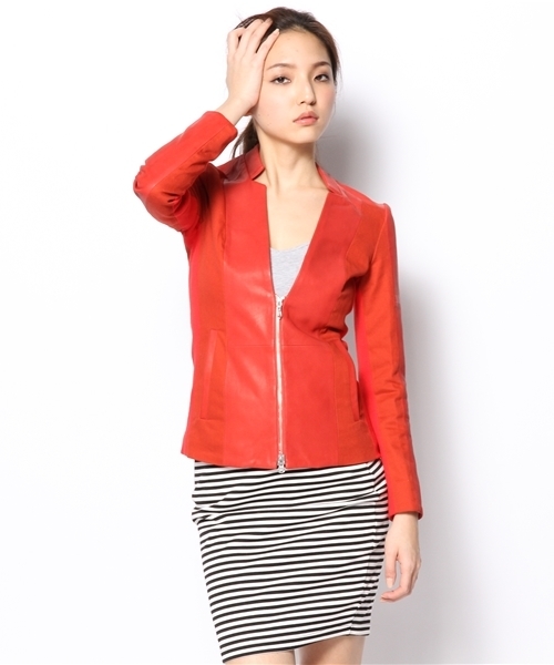 5351 POUR LES FEMMES(ゴーサンゴーイチプールファム)の「ゴート×天竺 カツラギブルゾン(ブルゾン・レディース・オレンジ系その他/ブラック・1/2)」の5枚目の写真