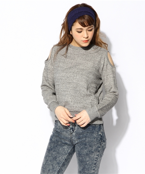 ROSE BUD（ローズバッド）の「LCTT-14132 C/N OPEN/S P/O（スウェット・レディース・ホワイト/グレー/ブラックミックス・ONE SIZE）」の3枚目の写真