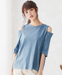 KOBE LETTUCE | アシメレイヤード肩スリットオープンショルダーTシャツ(Tシャツ/カットソー)