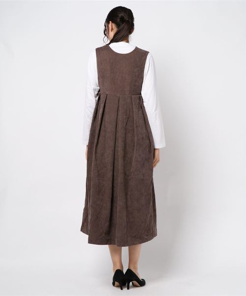 coca（coca）（コカ）の「【前後2way】コーデュロイタックジャンパースカート（ワンピース・レディース・ブラウン・ONE SIZE）」の3枚目の写真