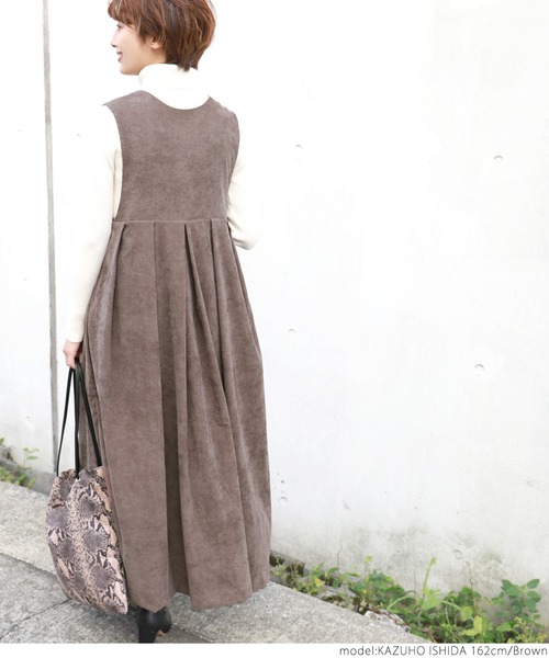 coca（coca）（コカ）の「【前後2way】コーデュロイタックジャンパースカート（ワンピース・レディース・ブラウン・ONE SIZE）」の9枚目の写真