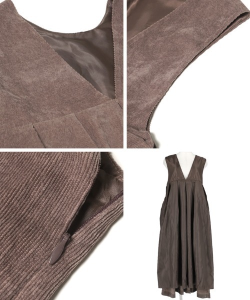 coca（coca）（コカ）の「【前後2way】コーデュロイタックジャンパースカート（ワンピース・レディース・ブラウン・ONE SIZE）」の10枚目の写真