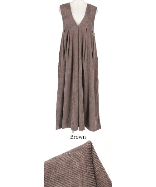 coca（coca）（コカ）の「【前後2way】コーデュロイタックジャンパースカート（ワンピース・レディース・ブラウン・ONE SIZE）」の11枚目の写真