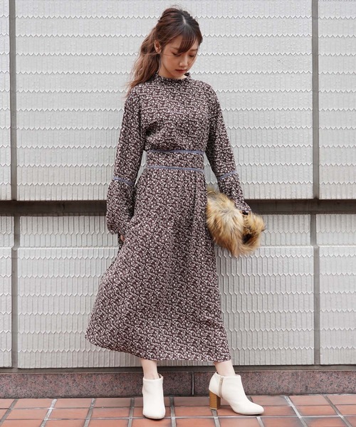 Free S Mart フリーズマート の ベロアパイピングロングワンピース ワンピース Wear