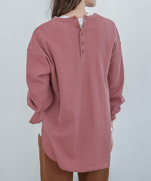 rectangle（レクタングル）の「バックヘンリーサーマルカットソー（Tシャツ/カットソー・レディース・ベージュ/カーキ/ピンク/アイボリー/モカ・FREE）」の5枚目の写真