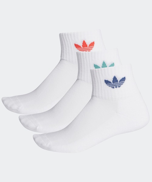 adidas（アディダス）の「ミッドカットクルーソックス 3足組 [MID CREWSOCKS 3P]  / アディダスオリジナルス adidas Originals（ソックス/靴下・メンズ・ホワイト×レッド/ブラック/ホワイト系その他/ホワイト×ブラック/オフホワイト/ホワイト系その他2・LARGE/MEDIUM/SMALL/kids-XXL/X-LARGE）」の3枚目の写真