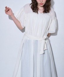 ベルト付きフレアワンピース/インド綿,インドコットン,コットン100%,綿100%