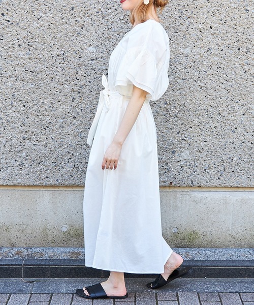 TRIANGLE PALETTE（トライアングルパレット）の「ベルト付きフレアワンピース/インド綿,インドコットン,コットン100%,綿100%（ワンピース・レディース・テラコッタ/ブラック/パープル/オフホワイト・FREE）」の5枚目の写真