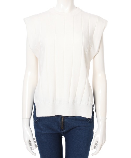 fifth（フィフス）の「スリットデザインスリーブレスニット（ニット/セーター・レディース・ホワイト/ブラック/モカ・MEDIUM）」の11枚目の写真