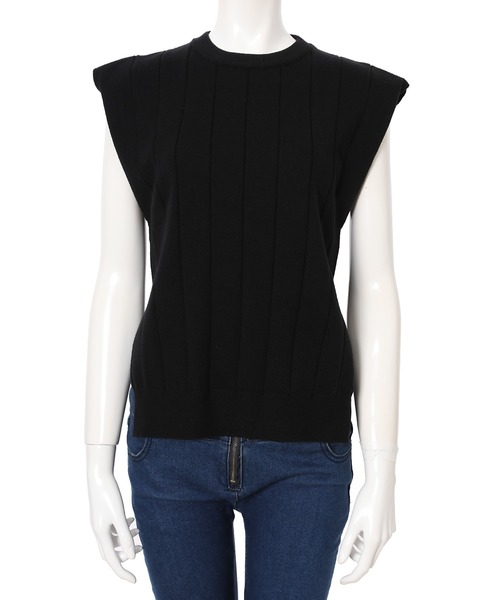 fifth（フィフス）の「スリットデザインスリーブレスニット（ニット/セーター・レディース・ホワイト/ブラック/モカ・MEDIUM）」の12枚目の写真