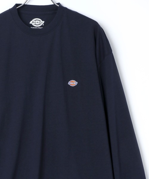 Dickies(ディッキーズ)の「Dickies/ディッキーズ ビッグシルエット ワンポイント ミニロゴワッペン ロングスリーブTシャツ(Tシャツ/カットソー・メンズ・ホワイト/ブラック/ダークグリーン/ベージュ/ネイビー/ブラウン/サックスブルー/グリーン・M/L/XL)」の7枚目の写真