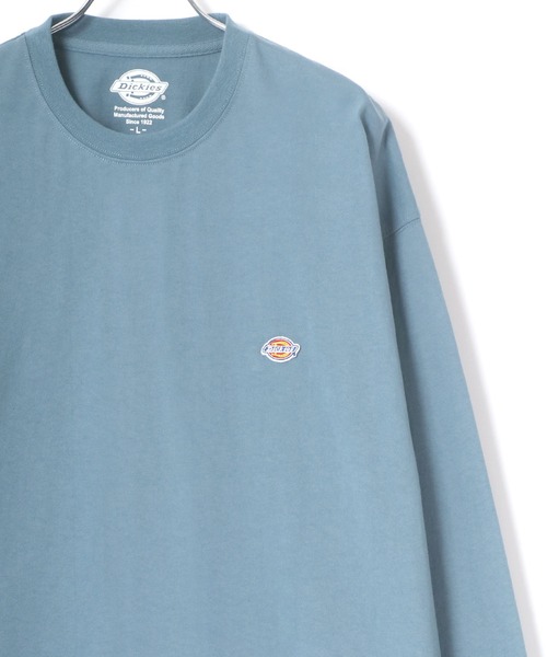 Dickies(ディッキーズ)の「Dickies/ディッキーズ ビッグシルエット ワンポイント ミニロゴワッペン ロングスリーブTシャツ(Tシャツ/カットソー・メンズ・ホワイト/ブラック/ダークグリーン/ベージュ/ネイビー/ブラウン/サックスブルー/グリーン・M/L/XL)」の8枚目の写真
