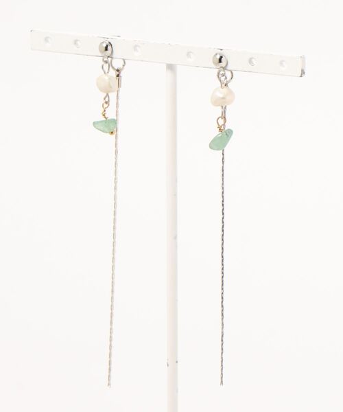 tone(トーン)の「【CouleuR】天然石×淡水パールロングピアス(ピアス(両耳用)・レディース・イエロー/グリーン・FREE)」の2枚目の写真