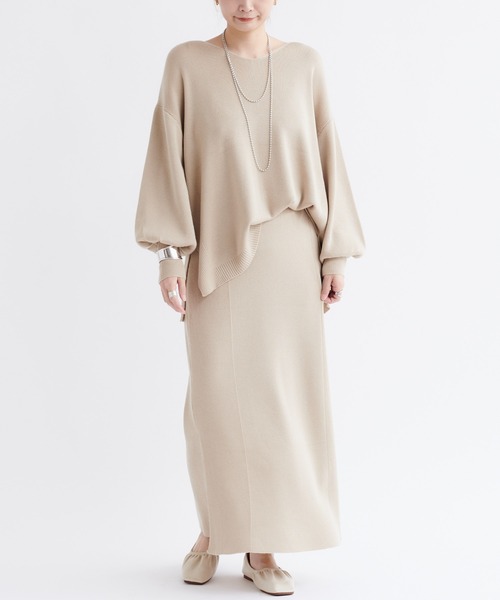 DouDou（ドゥドゥ）の「【WEB限定】【セットアップ】Vネックプルオーバー×タイトスカート（セットアップ・レディース・ブラック/ライトベージュ・FREE）」の8枚目の写真