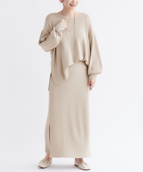 DouDou（ドゥドゥ）の「【WEB限定】【セットアップ】Vネックプルオーバー×タイトスカート（セットアップ・レディース・ブラック/ライトベージュ・FREE）」の14枚目の写真