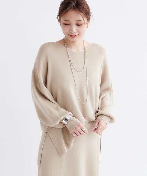 DouDou（ドゥドゥ）の「【WEB限定】【セットアップ】Vネックプルオーバー×タイトスカート（セットアップ・レディース・ブラック/ライトベージュ・FREE）」の9枚目の写真