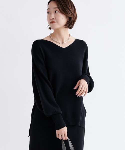 DouDou（ドゥドゥ）の「【WEB限定】【セットアップ】Vネックプルオーバー×タイトスカート（セットアップ・レディース・ブラック/ライトベージュ・FREE）」の21枚目の写真