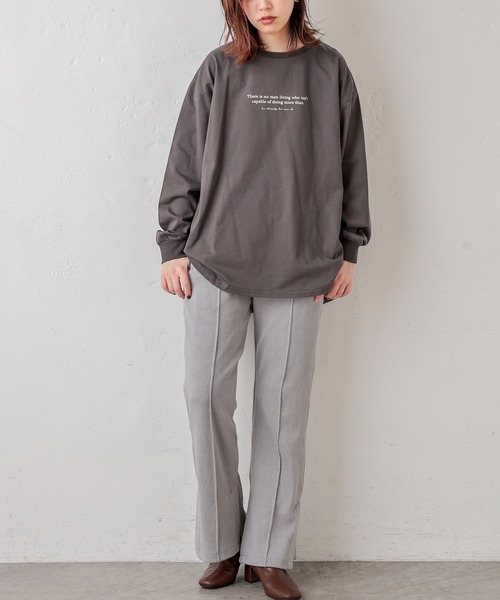 natural couture（ナチュラルクチュール）の「重ね着しやすいシャツテールロゴT Mサイズ（Tシャツ/カットソー・レディース・ブラック/ベージュ/アイボリー・MEDIUM）」の10枚目の写真