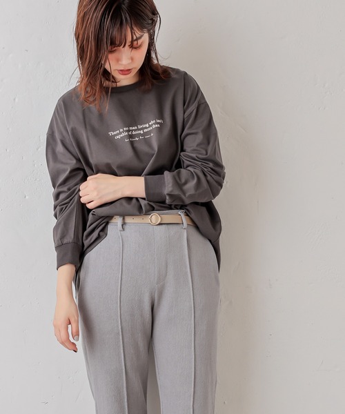 natural couture（ナチュラルクチュール）の「重ね着しやすいシャツテールロゴT Mサイズ（Tシャツ/カットソー・レディース・ブラック/ベージュ/アイボリー・MEDIUM）」の8枚目の写真