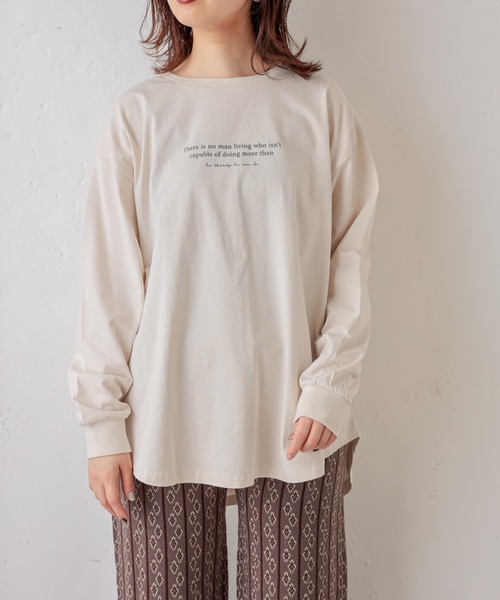 natural couture（ナチュラルクチュール）の「重ね着しやすいシャツテールロゴT Mサイズ（Tシャツ/カットソー・レディース・ブラック/ベージュ/アイボリー・MEDIUM）」の15枚目の写真