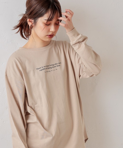 natural couture（ナチュラルクチュール）の「重ね着しやすいシャツテールロゴT Mサイズ（Tシャツ/カットソー・レディース・ブラック/ベージュ/アイボリー・MEDIUM）」の12枚目の写真
