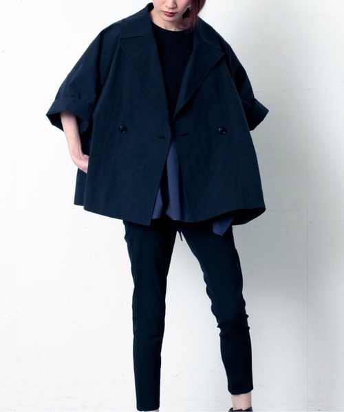 AVIE（アビィ）の「タスランナイロンオックスジャケット（テーラードジャケット・レディース・ベージュ/ブラック・38）」の21枚目の写真