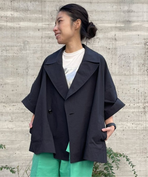 AVIE（アビィ）の「タスランナイロンオックスジャケット（テーラードジャケット・レディース・ベージュ/ブラック・38）」の10枚目の写真