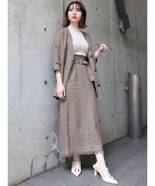 MURUA（ムルーア）の「バックスリットフリンジスカート（スカート・レディース・ブラウン/アイボリー/ブラック・2/1）」の11枚目の写真