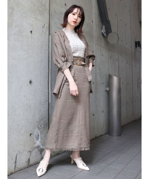 MURUA（ムルーア）の「バックスリットフリンジスカート（スカート・レディース・ブラウン/アイボリー/ブラック・2/1）」の12枚目の写真