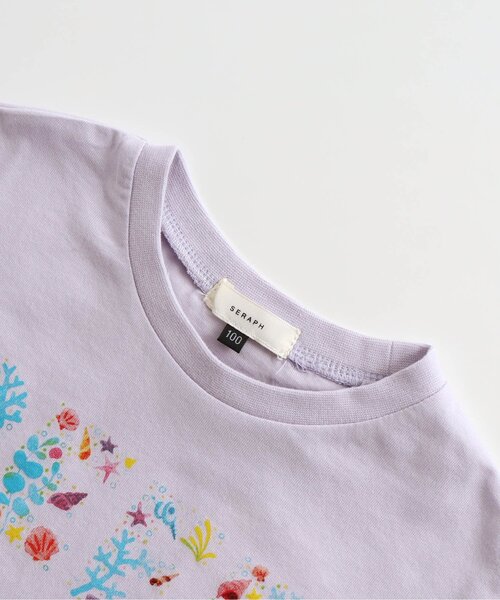 Seraph(セラフ)の「4色2柄モチーフロゴプリントTシャツ(Tシャツ/カットソー・キッズ・ピンク/サックスブルー/オフホワイト/ラベンダー・110/120/95/100/80/90/140/130)」の9枚目の写真