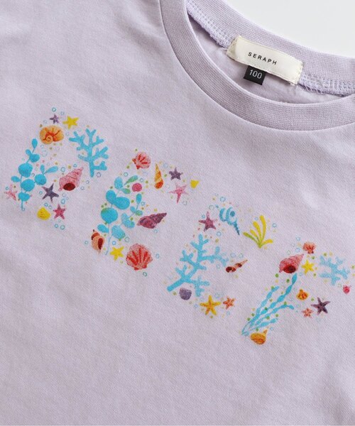Seraph(セラフ)の「4色2柄モチーフロゴプリントTシャツ(Tシャツ/カットソー・キッズ・ピンク/サックスブルー/オフホワイト/ラベンダー・110/120/95/100/80/90/140/130)」の8枚目の写真