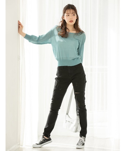 fifth calin(フィフスカラン)の「ストレッチクラッシュスキニーパンツ(デニムパンツ・レディース・ブラック・LARGE/MEDIUM)」の1枚目の写真