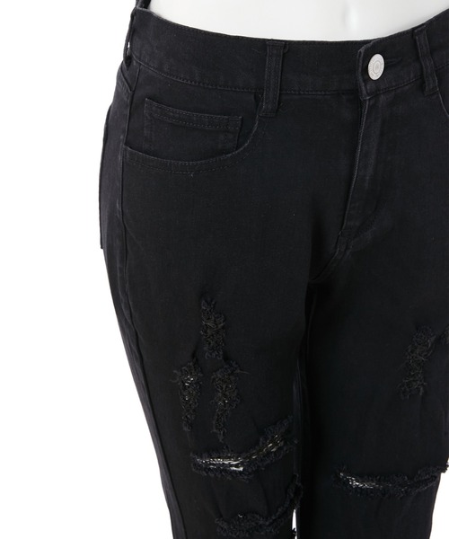 fifth calin(フィフスカラン)の「ストレッチクラッシュスキニーパンツ(デニムパンツ・レディース・ブラック・LARGE/MEDIUM)」の2枚目の写真