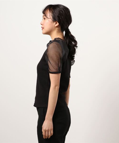 ANDGEEBEE（アンジービー）の「シアースリーブトップス（その他トップス・レディース・ホワイト/ブラック・MEDIUM）」の4枚目の写真