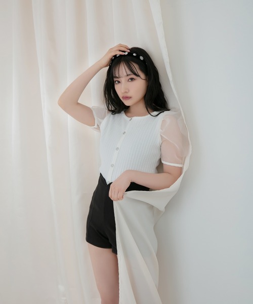 ANDGEEBEE（アンジービー）の「シアースリーブトップス（その他トップス・レディース・ホワイト/ブラック・MEDIUM）」の10枚目の写真