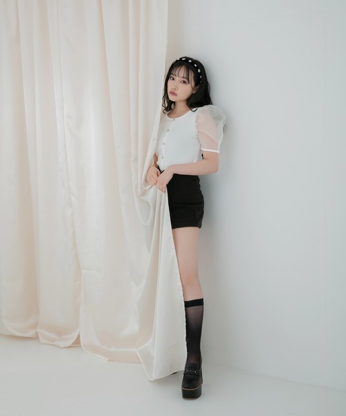 ANDGEEBEE（アンジービー）の「シアースリーブトップス（その他トップス・レディース・ホワイト/ブラック・MEDIUM）」の11枚目の写真