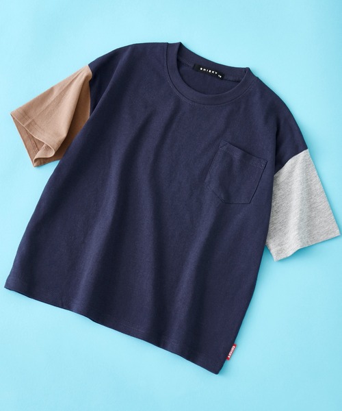 SHISKY(シスキー)の「SHISKY / シスキー ビッグシルエット ポケット付き クレイジーパターン カットソー 5分袖 キッズ(Tシャツ/カットソー・キッズ・モカ/ホワイト/杢グレー/ネイビー/ミント/チャコール・110/130/150/140/120/160)」の6枚目の写真