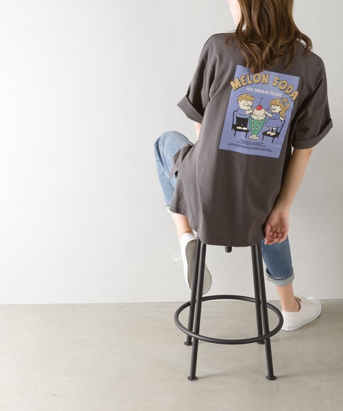 SpRay(スプレイ)の「クリ-ムソ-ダプリント Tシャツ(Tシャツ/カットソー・レディース・ライトブルー/オフホワイト/ブルー/アイボリー/ミント/スミクロ・FREE)」の4枚目の写真