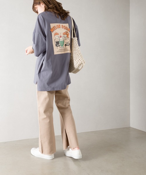 SpRay(スプレイ)の「クリ-ムソ-ダプリント Tシャツ(Tシャツ/カットソー・レディース・ライトブルー/オフホワイト/ブルー/アイボリー/ミント/スミクロ・FREE)」の6枚目の写真