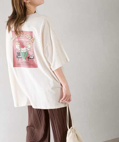 SpRay(スプレイ)の「クリ-ムソ-ダプリント Tシャツ(Tシャツ/カットソー・レディース・ライトブルー/オフホワイト/ブルー/アイボリー/ミント/スミクロ・FREE)」の12枚目の写真